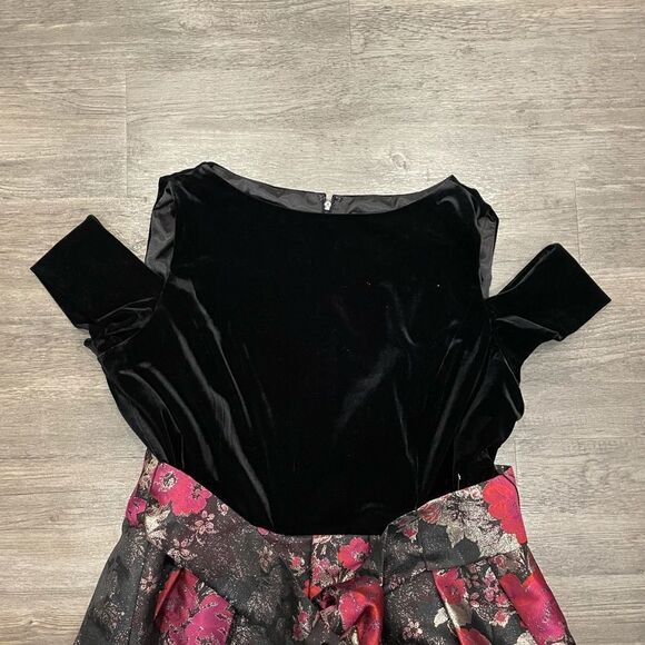 Tahari ASL Velvet Jacquard Bow Dress 18 - Picture 6 of 7